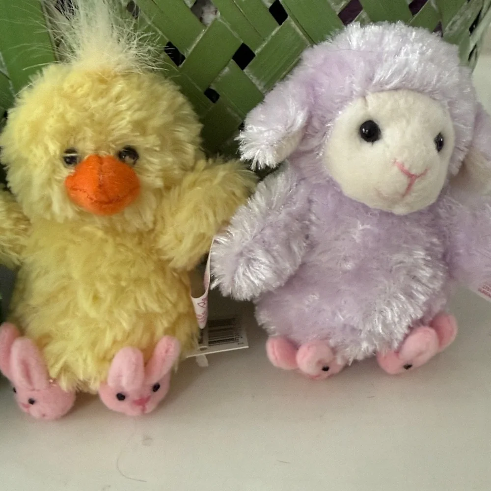 Russ Vintage Mini Easter Animals Bunny Slippers Plush Toys - Lot of 9